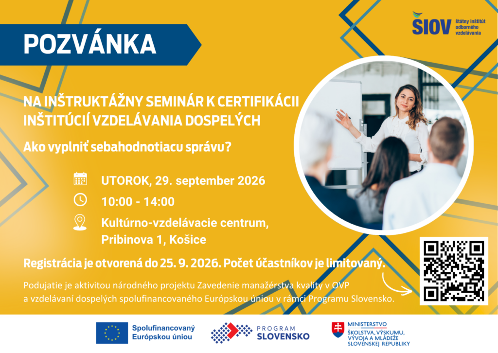 pozvánka na inštruktážny seminár k certifikácii