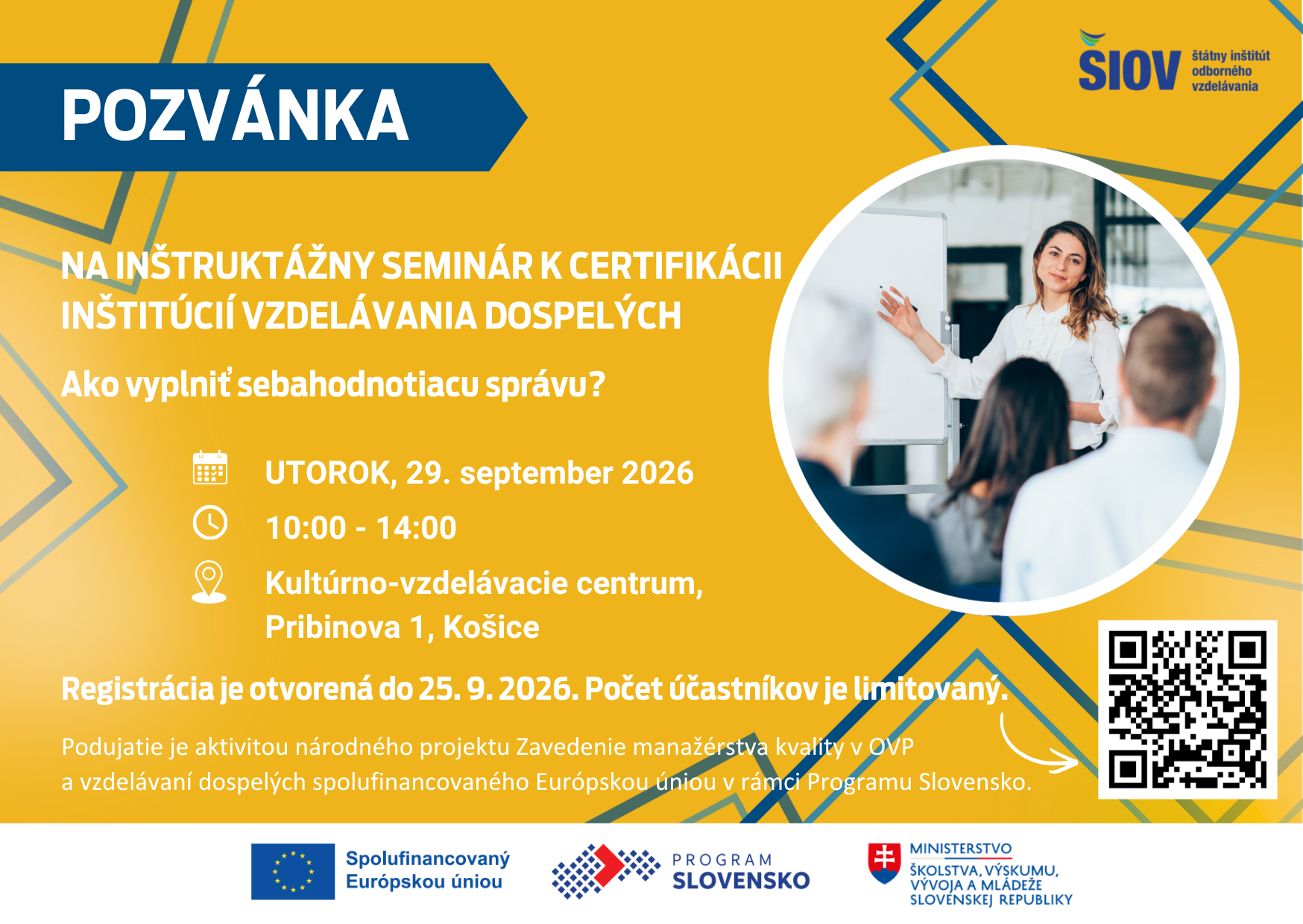 pozvánka na inštruktážny seminár k certifikácii