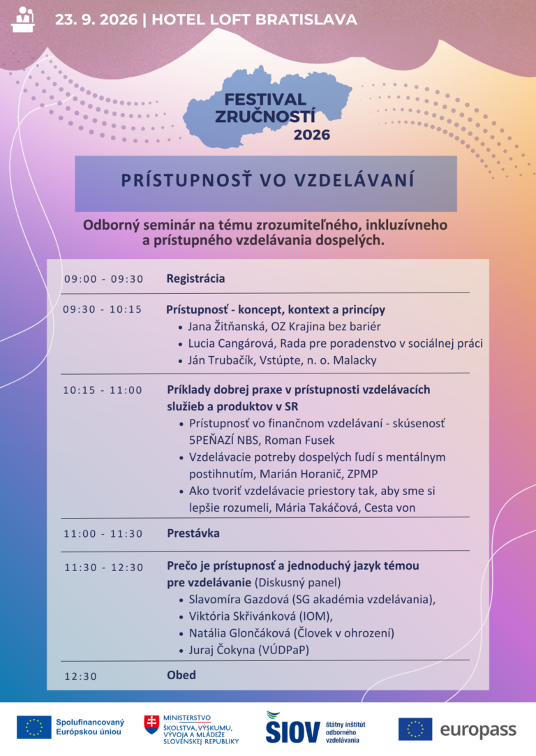 Program odborného seminára prístupnosť vo vzdelávaní 23.9.2026