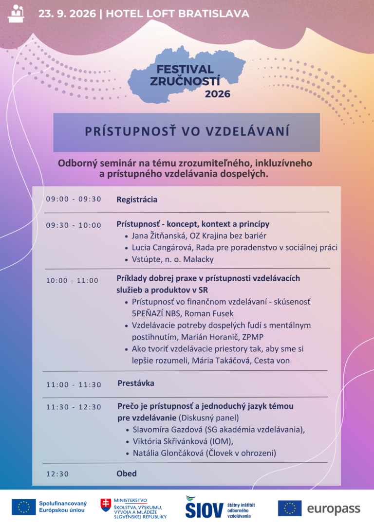 Program odborného seminára Festival zručností 23.9.2026