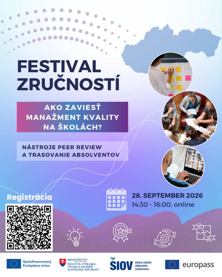 Plagát webinár Ako zaviesť manažment kvality na školach 28. september 2026